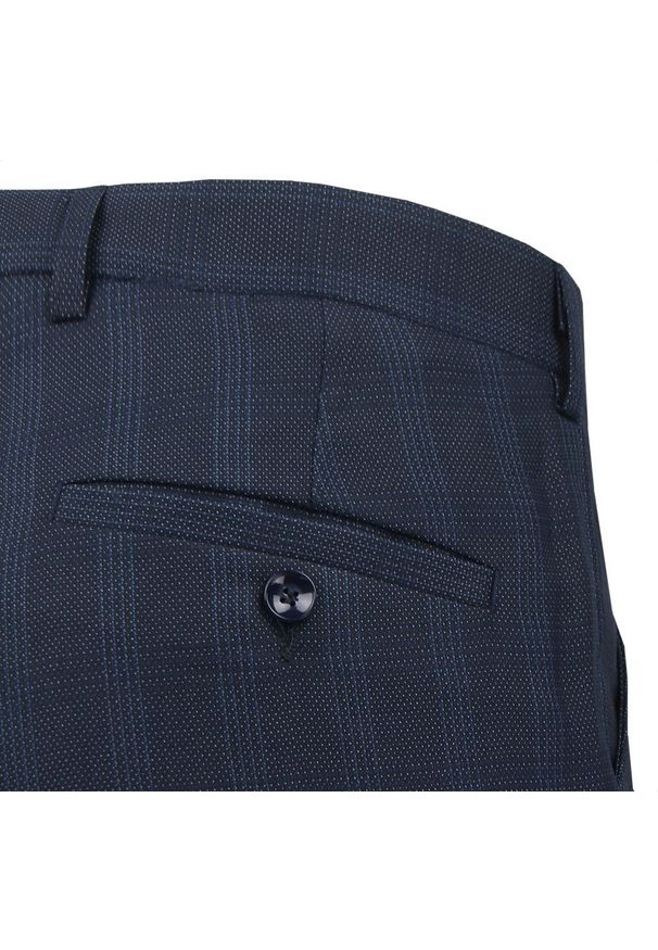 Eleganckie Spodnie Garniturowe (w Kant) - Casino - Granat, Kratka. Materiał: poliester, wiskoza. Wzór: kratka. Styl: elegancki