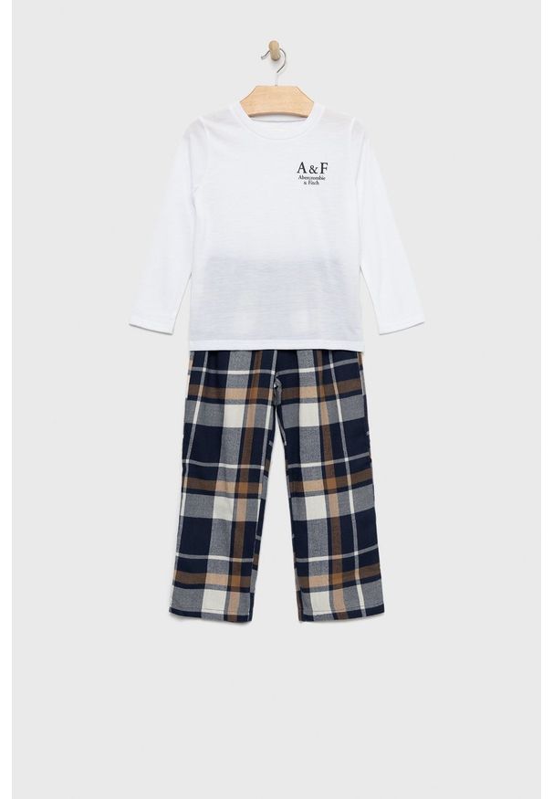 Abercrombie & Fitch piżama dziecięca kolor biały gładka. Kolor: biały. Długość: długie. Wzór: gładki