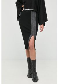 Karl Lagerfeld spódnica kolor czarny midi ołówkowa. Kolor: czarny. Wzór: nadruk
