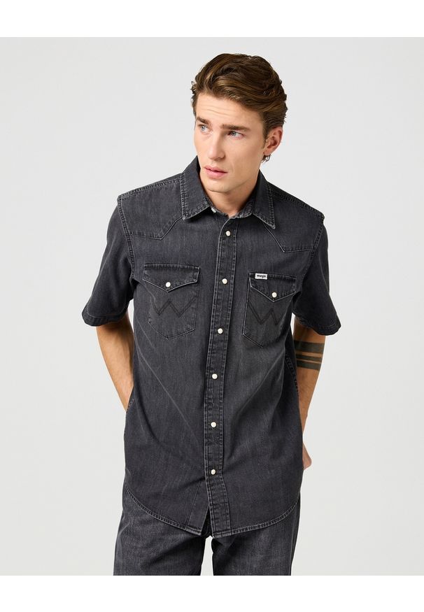 Wrangler - MESKA KOSZULA WRANGLER SS WESTERN SHIRT ENCHANTED BLACK 112362746