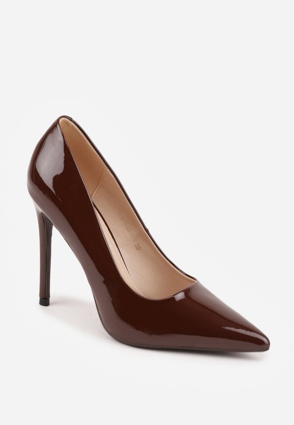 Renee - Brązowe Lakierowane Szpilki VICES o Klasycznym Fasonie Corsinia. Kolor: brązowy. Materiał: lakier. Obcas: na szpilce. Styl: klasyczny. Wysokość obcasa: wysoki