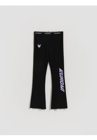 Reserved - Legginsy flare Kuromi - czarny. Kolor: czarny. Materiał: bawełna #1