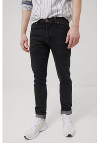 Wrangler jeansy LARSTON BLACK LIGHTNING męskie. Kolor: czarny