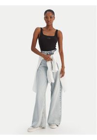 Calvin Klein Jeans Top Monologo Scoop Nk Rib LV047A804G Czarny Slim Fit. Kolor: czarny. Materiał: bawełna #4