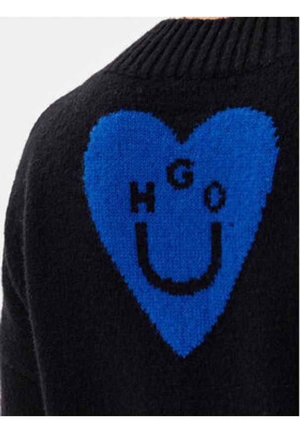 Hugo - HUGO Sweter Scutie 50543059 Czarny Relaxed Fit. Kolor: czarny. Materiał: syntetyk