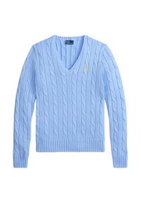 Polo Ralph Lauren Sweter 211971870514 Niebieski jasny Slim Fit. Typ kołnierza: polo. Kolor: niebieski. Materiał: bawełna #4