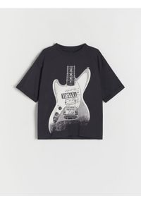 Reserved - T-shirt oversize Nirvana - ciemnoszary. Kolor: szary. Materiał: dzianina, bawełna