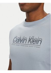 Calvin Klein T-Shirt Double Logo K10K114149 Błękitny Regular Fit. Kolor: niebieski. Materiał: bawełna