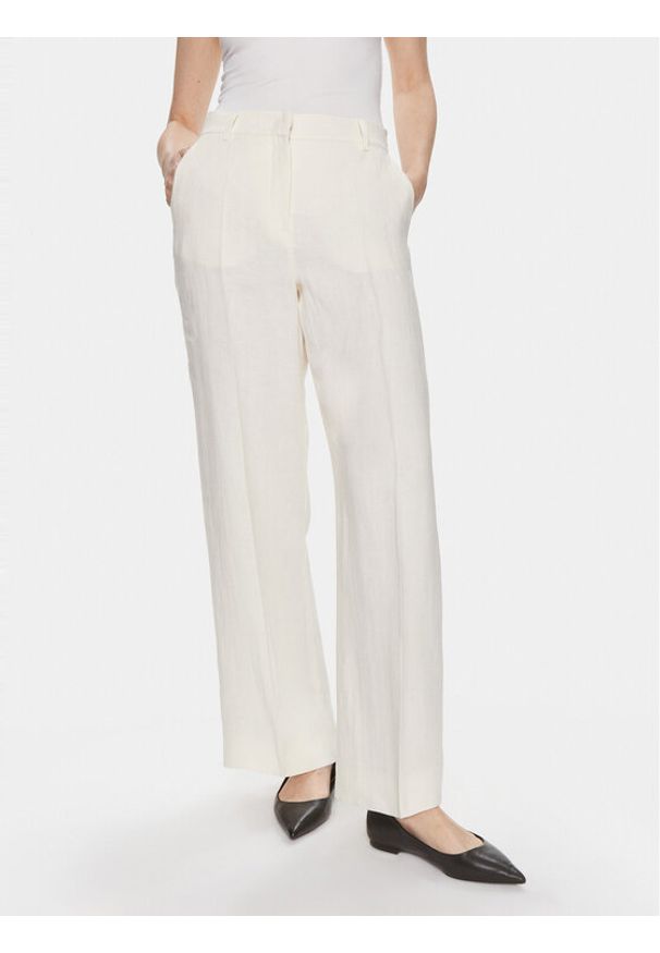 Weekend Max Mara Spodnie materiałowe Malizia 2415131022 Biały Relaxed Fit. Kolor: biały. Materiał: len