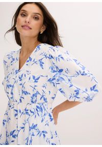 bonprix - Sukienka mini z czystej bawełny. Kolor: biały. Materiał: bawełna. Wzór: nadruk. Sezon: lato. Długość: mini #2