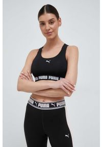 Puma biustonosz sportowy Feel It kolor czarny. Kolor: czarny. Materiał: skóra, materiał. Rodzaj stanika: wyciągane miseczki. Sport: fitness, taniec #3