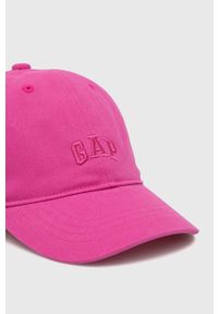 GAP czapka z daszkiem bawełniana dziecięca kolor różowy gładka. Kolor: różowy. Materiał: bawełna. Wzór: gładki #3