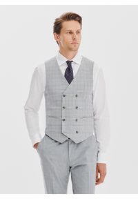 Pako Lorente - PAKO LORENTE - Dwurzędowa kamizelka męska w kratę. Materiał: poliester, wiskoza, elastan. Styl: młodzieżowy, elegancki #1