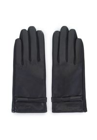 Wittchen - Damskie rękawiczki ze skóry z paskiem. Kolor: czarny. Materiał: skóra. Wzór: aplikacja. Sezon: lato. Styl: klasyczny, elegancki