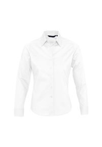 SOL'S - Damska Koszula Biznesowa Z Długim Rękawem Eden Stretch. Okazja: na spotkanie biznesowe. Kolor: biały. Długość rękawa: długi rękaw. Długość: długie. Styl: biznesowy #1