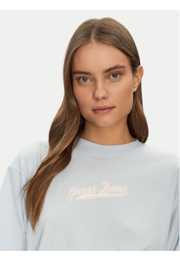 Guess Jeans T-Shirt W5GI29 K8HM0 Niebieski Regular Fit. Kolor: niebieski. Materiał: bawełna