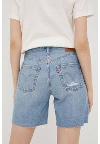 Levi's® - Levi's szorty jeansowe damskie gładkie high waist. Okazja: na spotkanie biznesowe, na co dzień. Stan: podwyższony. Kolor: niebieski. Materiał: jeans. Wzór: gładki. Styl: casual, biznesowy