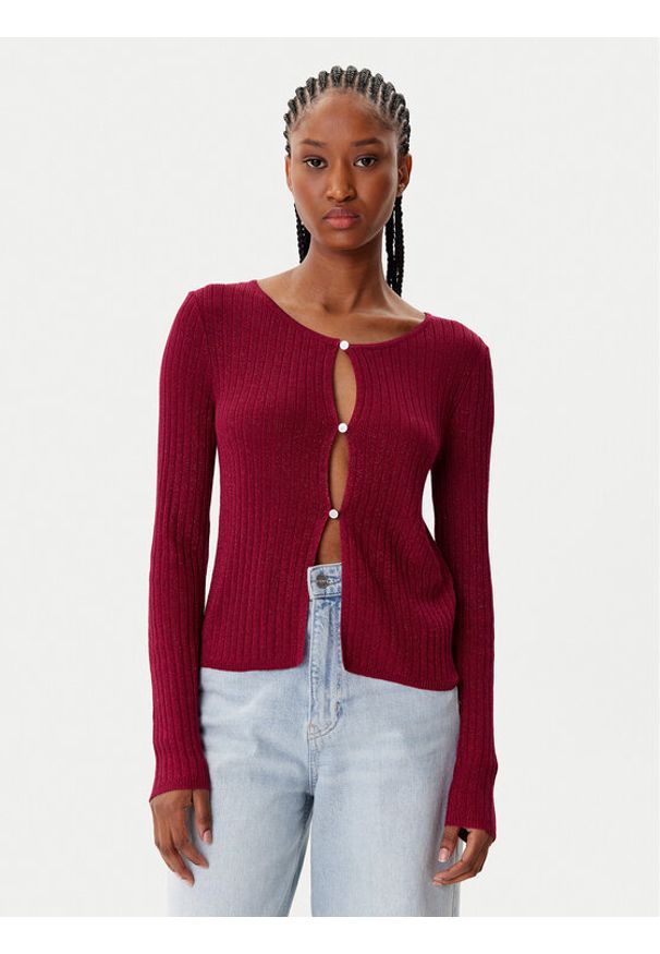 Morgan Kardigan 252-MIZOR Czerwony Slim Fit. Kolor: czerwony. Materiał: wiskoza