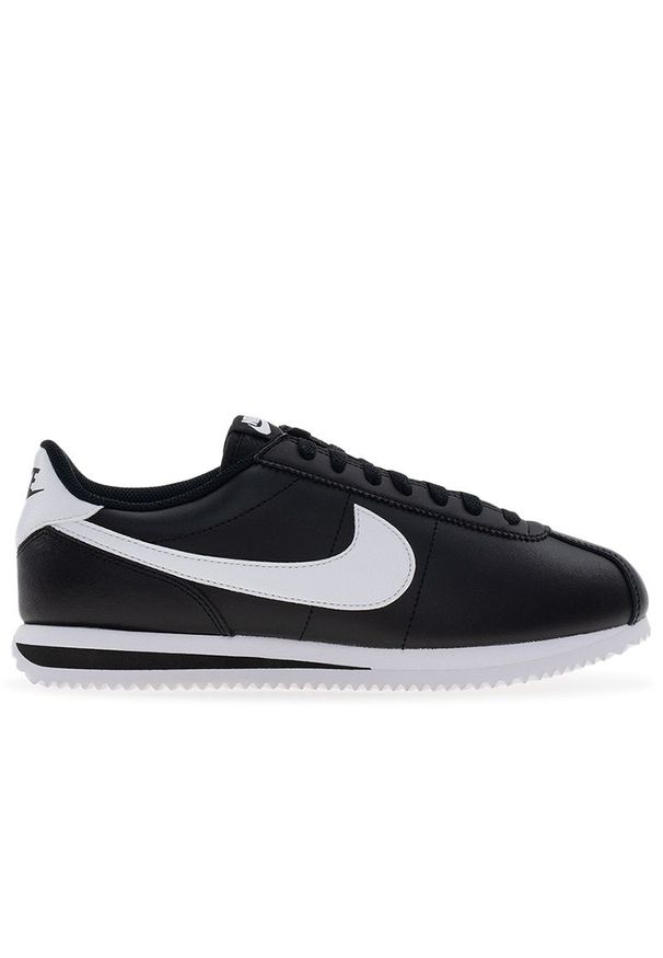 Buty męskie Nike Cortez Leather DM4044-001 - czarne. Kolor: czarny. Materiał: skóra, materiał, guma. Szerokość cholewki: normalna. Wzór: jodełka. Model: Nike Cortez