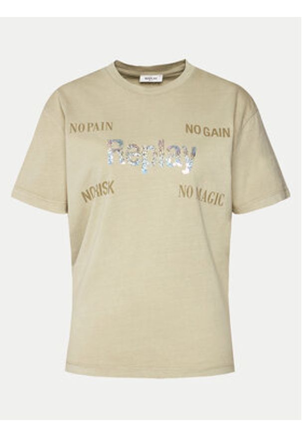 Replay T-Shirt W3072A.000.22658M Beżowy Regular Fit. Kolor: beżowy. Materiał: bawełna