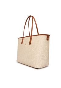 TOMMY HILFIGER - Tommy Hilfiger Torebka Th Monoplay Tote Le AW0AW17416 Beżowy. Kolor: beżowy. Materiał: skórzane #6