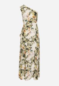 Born2be - Ciemnozielona Wiskozowa Kwiatowa Sukienka o Asymetrycznym Kroju Lironia. Okazja: na co dzień. Kolor: zielony. Materiał: wiskoza. Wzór: kwiaty. Sezon: wiosna, lato. Typ sukienki: asymetryczne. Styl: casual, elegancki #7