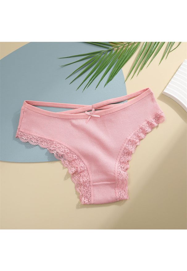 Intica - Figi z paseczkami i koronką na co dzień i okazje Vladena. Kolor: różowy. Materiał: koronka. Wzór: koronka