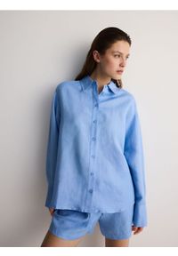 Reserved - Koszula z lnem - jasnoniebieski. Kolor: niebieski. Materiał: len #1