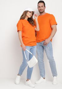 Born2be - Pomarańczowa Koszulka Avonmora. Kolor: pomarańczowy. Materiał: bawełna, jeans, dzianina. Długość rękawa: krótki rękaw. Długość: krótkie. Wzór: gładki #6