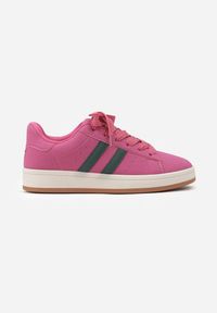 Born2be - Różowe Sneakersy z Ozdobnymi Paskami Rilanira. Okazja: na co dzień. Zapięcie: pasek. Kolor: różowy. Materiał: jeans. Wzór: paski #5