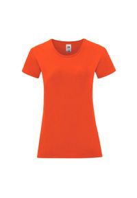FRUIT OF THE LOOM - T-shirt Damski Iconic 150. Kolor: pomarańczowy, wielokolorowy, żółty. Materiał: bawełna. Sport: turystyka piesza