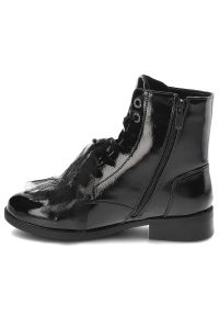 Czarne Botki S.Barski Ocieplane Eleganckie Obuwie Damskie. Okazja: na co dzień. Zapięcie: sznurówki. Kolor: czarny. Materiał: materiał, lakier, tiul. Styl: elegancki #4