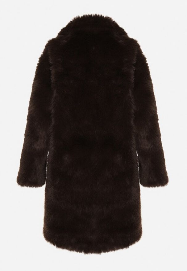 Born2be - Brązowy Płaszcz Futerko o Długim Kroju Otirena. Okazja: na co dzień. Kolor: brązowy. Materiał: futro. Długość: długie. Styl: casual, elegancki