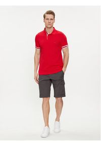 TOMMY HILFIGER - Tommy Hilfiger Polo Monotype MW0MW34737 Czerwony Slim Fit. Typ kołnierza: polo. Kolor: czerwony. Materiał: bawełna #3