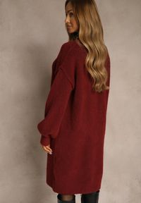 Renee - Bordowa Dzianinowa Sukienka z Dodatkiem Wełny o Pudełkowym Kroju Nesava. Okazja: na co dzień. Kolor: czerwony. Materiał: dzianina, wełna. Typ sukienki: proste. Styl: casual #5