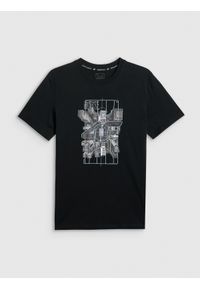 4f - 4F T-shirt regular z nadrukiem męski - czarny XL. Okazja: na co dzień. Kolor: czarny. Materiał: dzianina, bawełna, materiał. Wzór: nadruk. Styl: klasyczny, casual #1