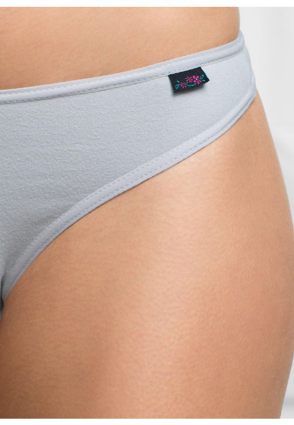 bonprix - Stringi z bawełny organicznej, 6 par. Kolor: czarny. Materiał: bawełna. Wzór: kolorowy, kwiaty, aplikacja