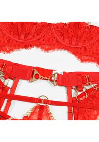 Intica - Komplet bielizny koronkowej z półmiseczkami na romantyczne wieczory Aikaterini. Kolor: czerwony. Materiał: koronka. Wzór: aplikacja, koronka #8
