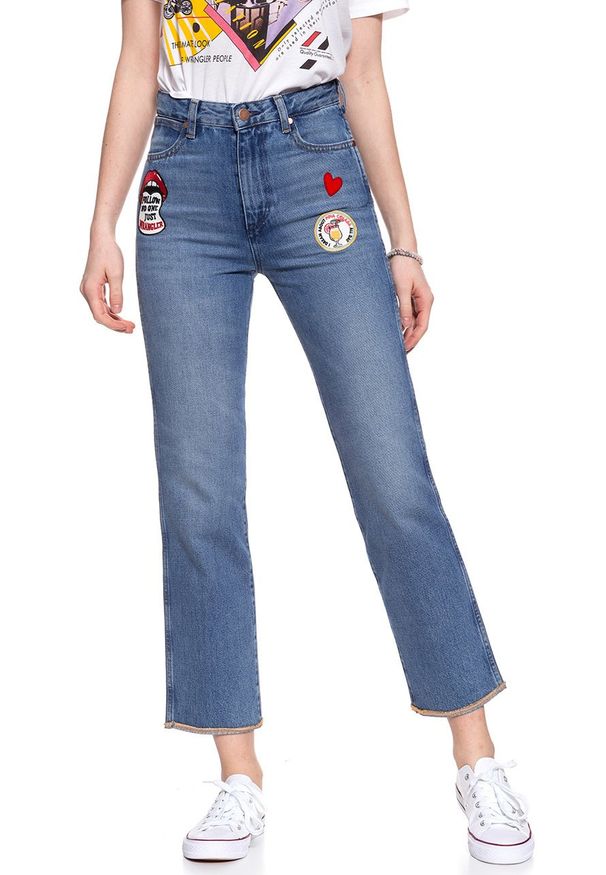 Wrangler - WRANGLER RETRO STRAIGHT BURNING GIRL W238GF11X 112127870. Wzór: aplikacja. Styl: retro