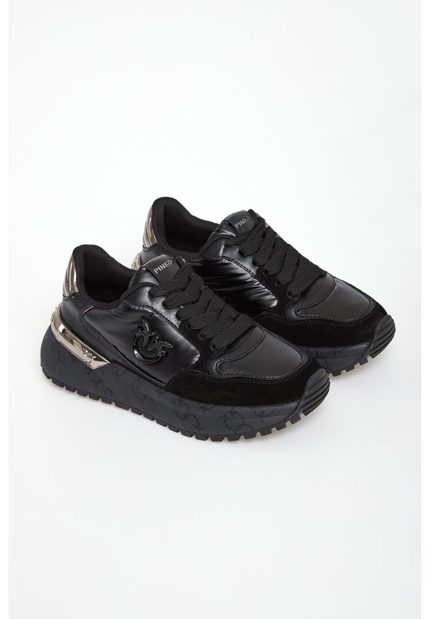 Pinko - Sneakersy damskie skórzane Gem 07 PINKO. Materiał: skóra