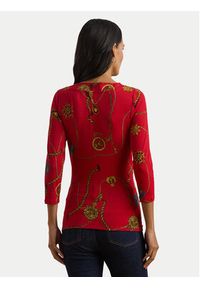 Lauren Ralph Lauren - LAUREN RALPH LAUREN Bluzka 200957611001 Czerwony Slim Fit. Kolor: czerwony. Materiał: wiskoza