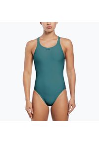 Nike Swim - Strój pływacki jednoczęściowy damski Nike Logo Tape Fastback. Kolor: zielony
