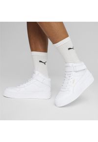 Puma - Damskie sneakersy Carina Street Mid PUMA White Gold. Kolor: biały, wielokolorowy, żółty. Materiał: syntetyk, skóra, materiał. Sezon: lato