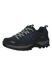 Buty trekkingowe męskie CMP Rigel Low. Zapięcie: sznurówki. Kolor: niebieski, czarny, wielokolorowy. Materiał: skóra, materiał, syntetyk, nylon, tkanina, zamsz. Szerokość cholewki: normalna. Sport: turystyka piesza