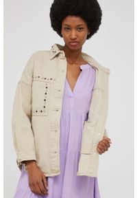 Answear Lab kurtka jeansowa damska kolor beżowy oversize. Kolor: beżowy. Materiał: jeans. Styl: wakacyjny #5