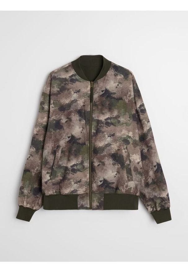 Sinsay - Dwustronna kurtka bomberka - khaki. Kolor: brązowy