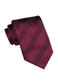 Męski Krawat - Angelo di Monti - Bordowy, Faktura w Prążek. Kolor: czerwony. Materiał: tkanina. Wzór: prążki. Styl: elegancki, wizytowy #1