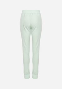 Born2be - Miętowe Spodnie Dresowe z Gumką w pasie i Troczkiem Halemia. Okazja: na co dzień. Kolor: miętowy. Materiał: dresówka. Długość: długie. Styl: casual, elegancki, sportowy #4