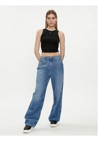 Tommy Jeans Top DW0DW17893 Czarny Slim Fit. Kolor: czarny. Materiał: wiskoza