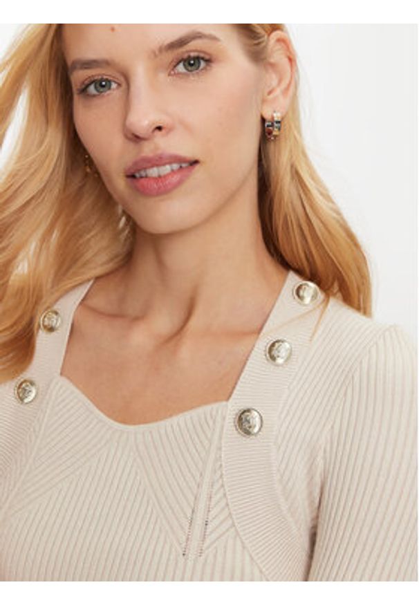 Marciano Guess Sukienka dzianinowa 4BGK01 5613Z Écru Slim Fit. Materiał: wiskoza